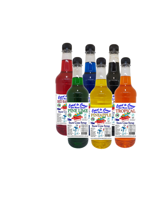 Coast to coast gold medal syrups 6 x 750ml premium snow cone syrup